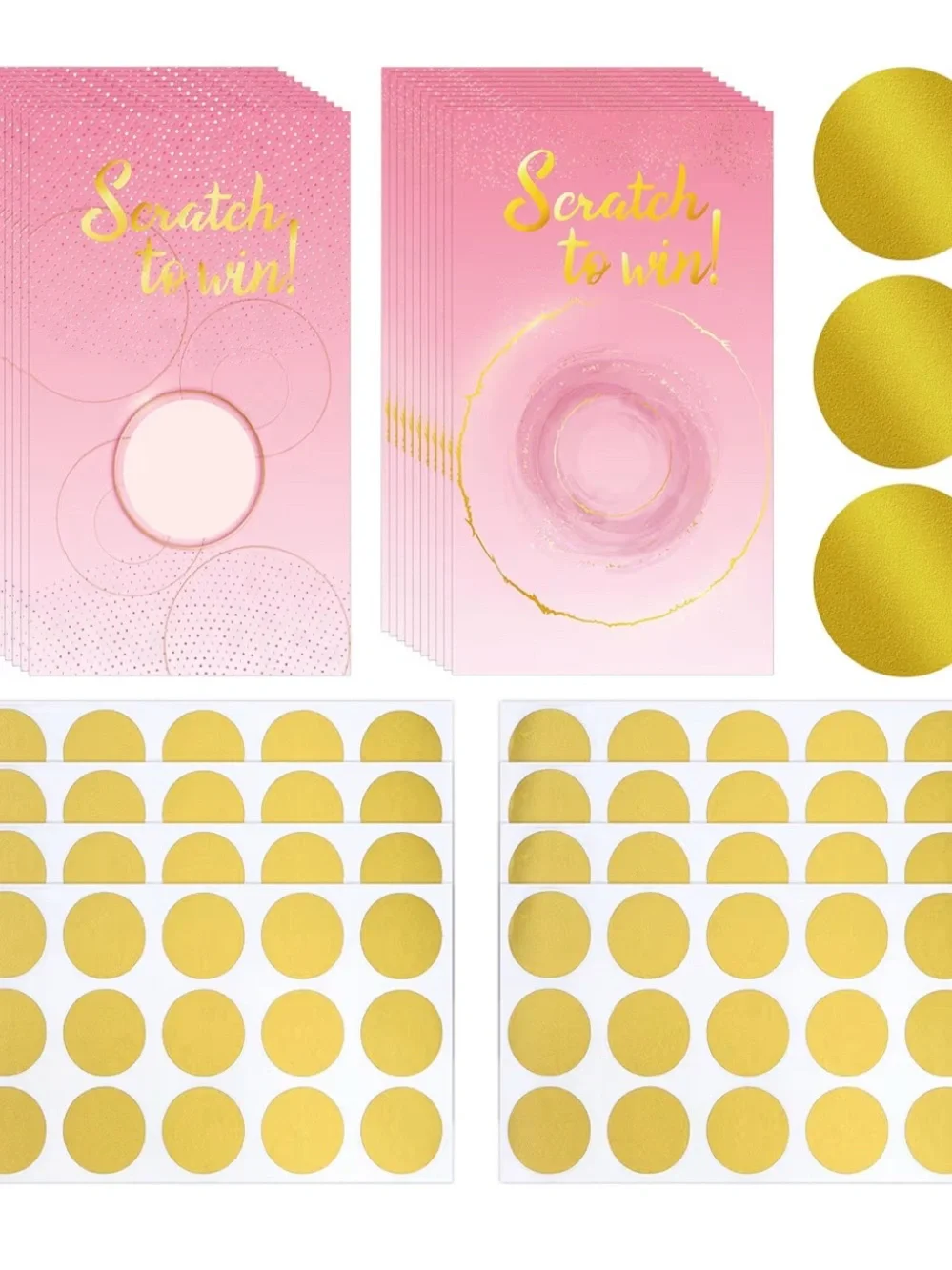 Pink Scratch-Off Party Cards with Gold Reveal